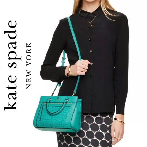 ❌SOLD❌ Kate Spade Perri Lane Satchel Turquoise - Picture 3 of 14